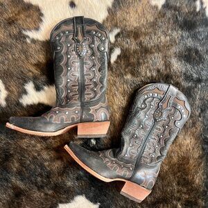 Justin Boots Black and Brown Heeled Boots